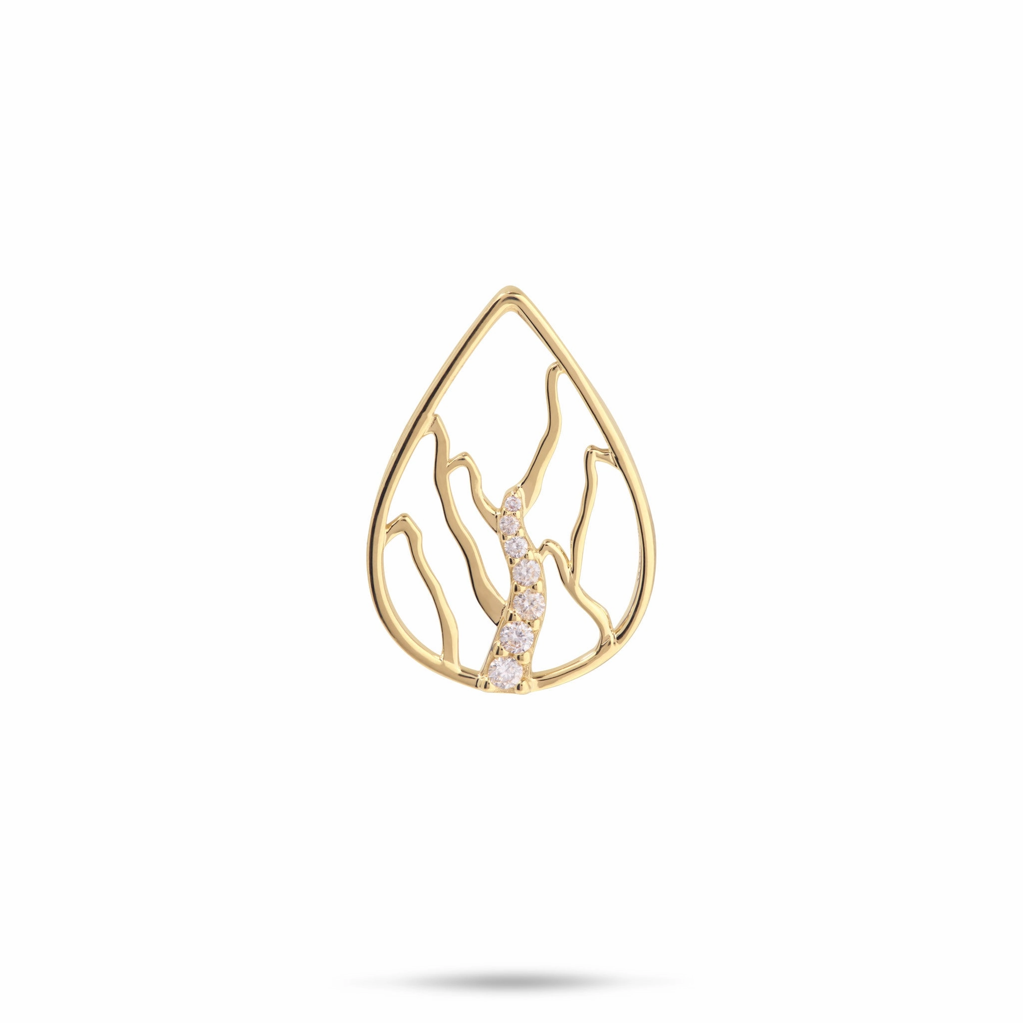 Ko?olau Waterfall Pendant in Gold with Diamonds - 21mm Silky Finish