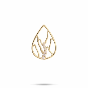 Ko?olau Waterfall Pendant in Gold with Diamonds - 21mm Silky Finish