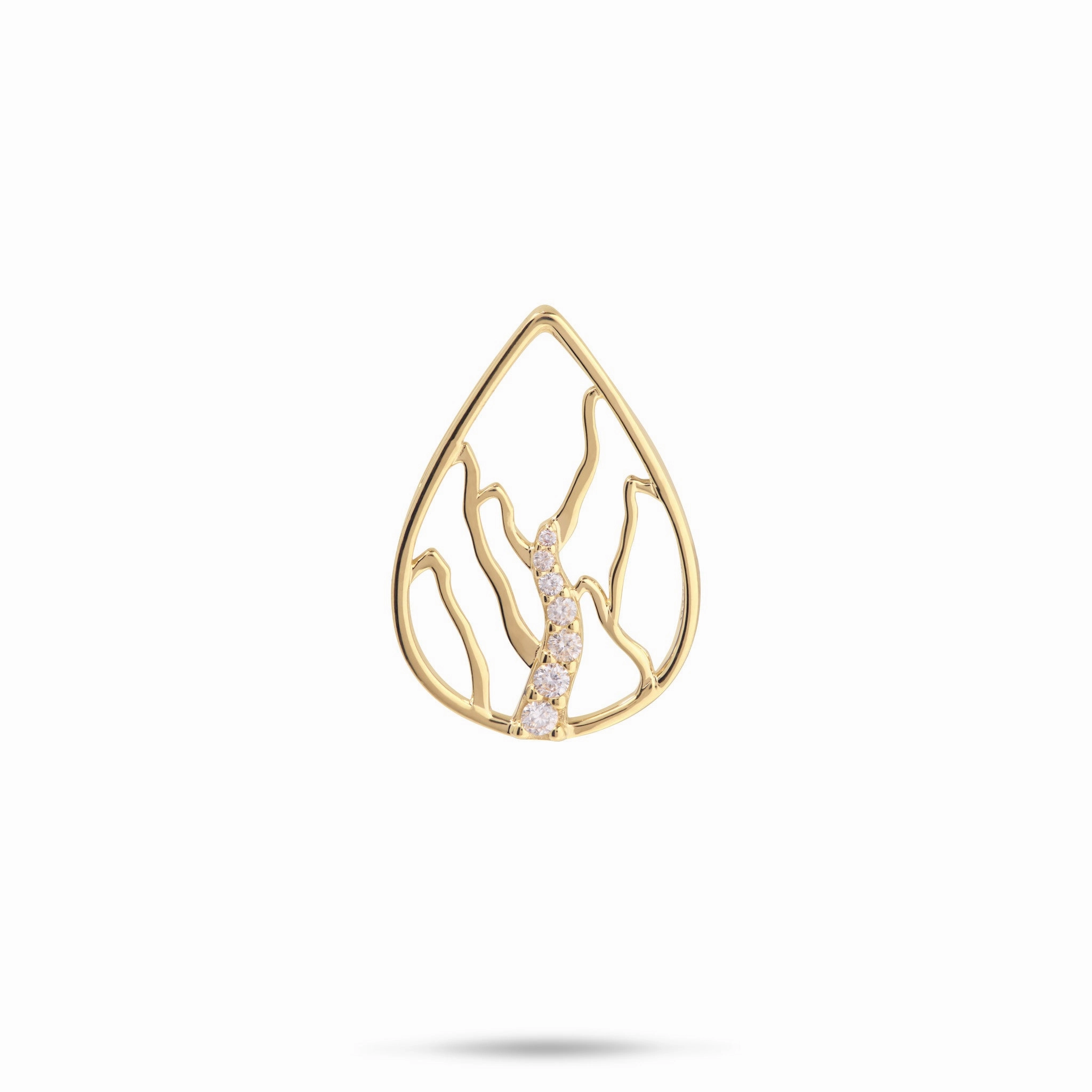 Ko?olau Waterfall Pendant in Gold with Diamonds - 21mm Understated Spark