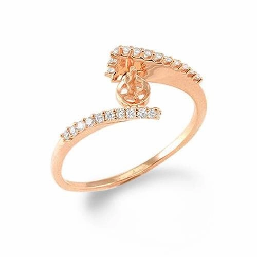 Tasteful Accent Fashionable Shine Pick A Pearl Bypass Ring in Rose Gold with Diamonds