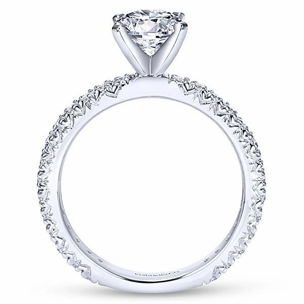 Pave Set Classic Round Diamond Ring .39Cttw 14K White Gold 34A Contemporary Trend Fine Jewelry