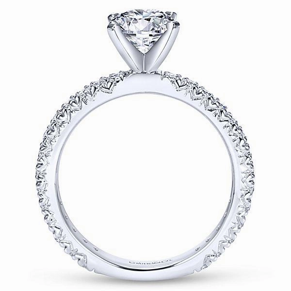 Exquisite Decoration Artistic Work Pave Set Classic Round Diamond Ring .39Cttw 14K White Gold 34A