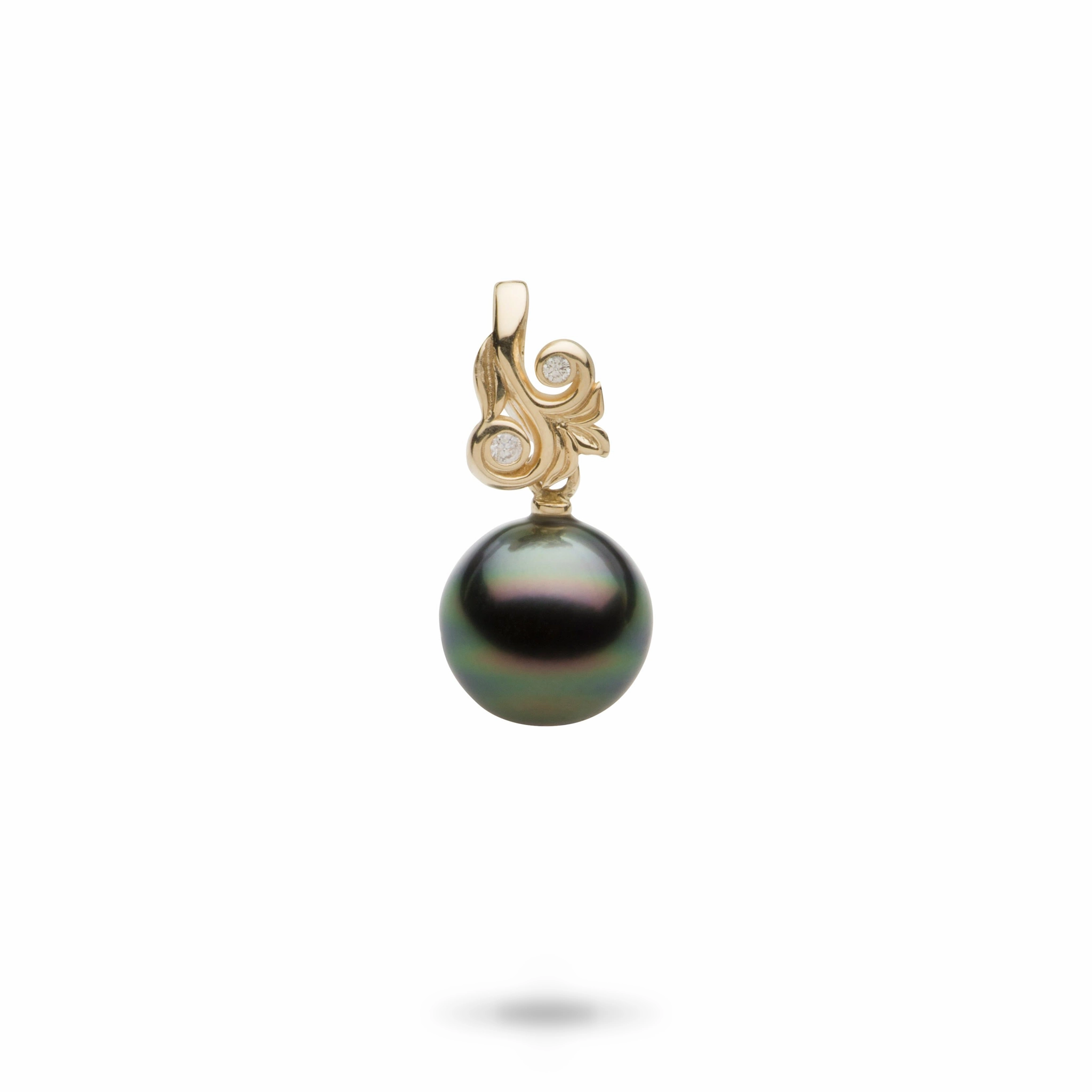 Timeless Jewelry Living Heirloom Tahitian Black Pearl Pendant in Gold with Diamonds - 10-12mm