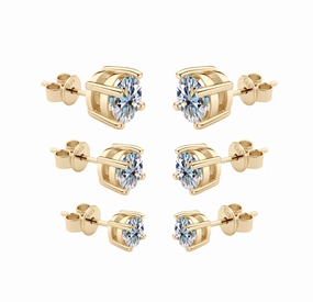 4-Prong Gold Round Minimalist Simple Diamond Earrings | S925 | Moissanite Fashionable Craft