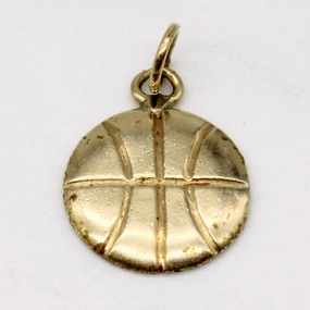 14k Yellow Gold Basket Ball Charm Delicate Highlight Youth Set