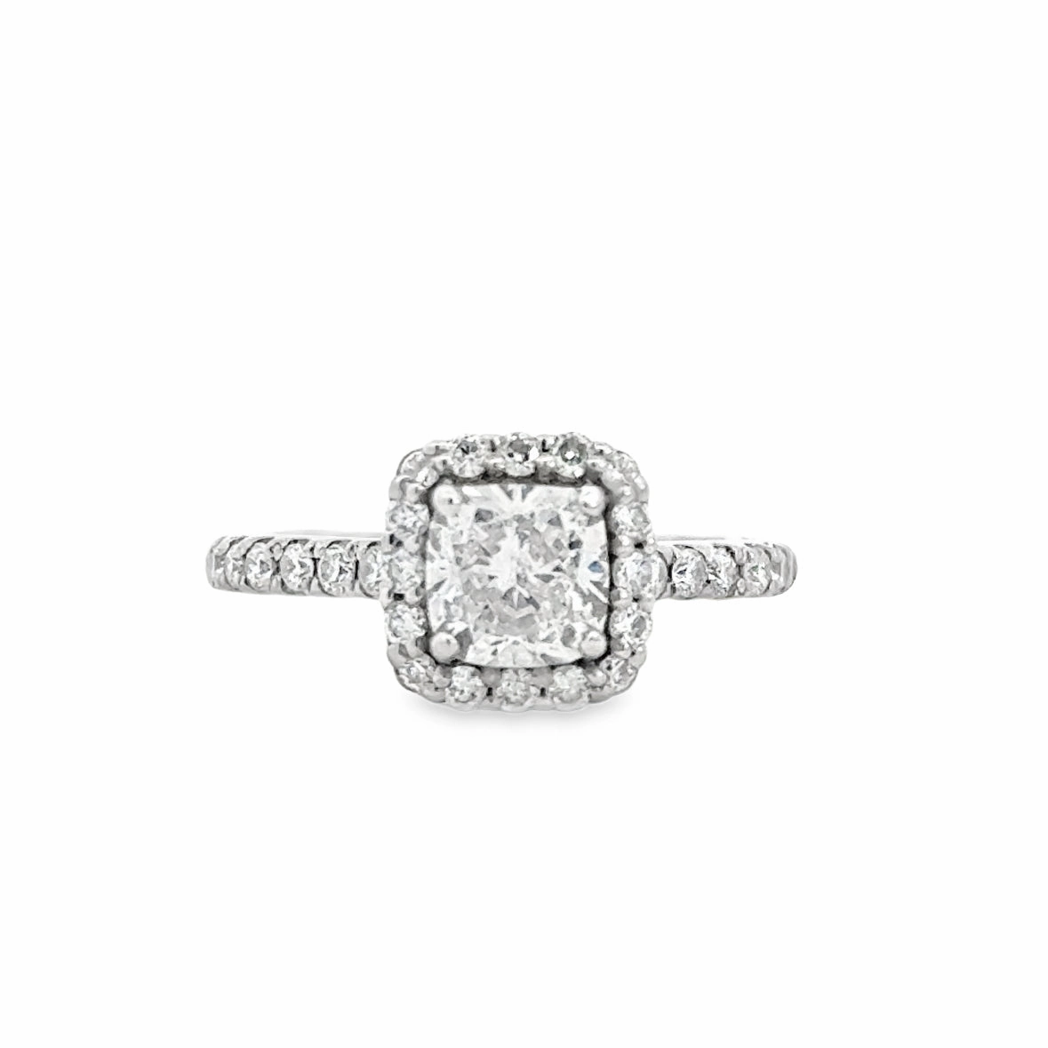 Sparkling Detail Kirkland Jewelry Estate | 14K White Gold Cushion Cut Engagement Ring