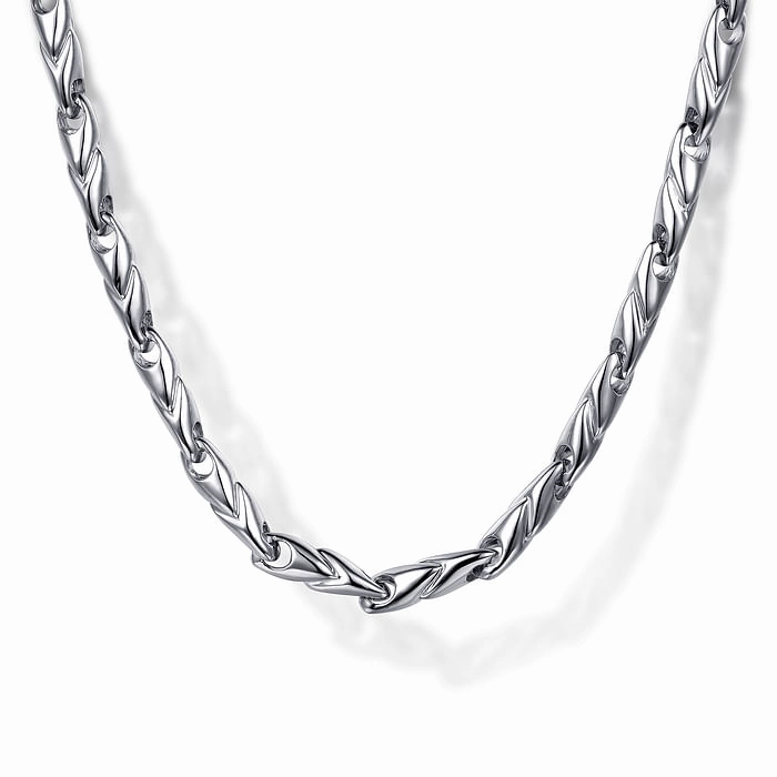 22" 925 Sterling Silver Hollow Men's Link Chain Necklace Chic pieces Custom Piece