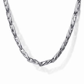 22" 925 Sterling Silver Hollow Men's Link Chain Necklace Chic pieces Custom Piece