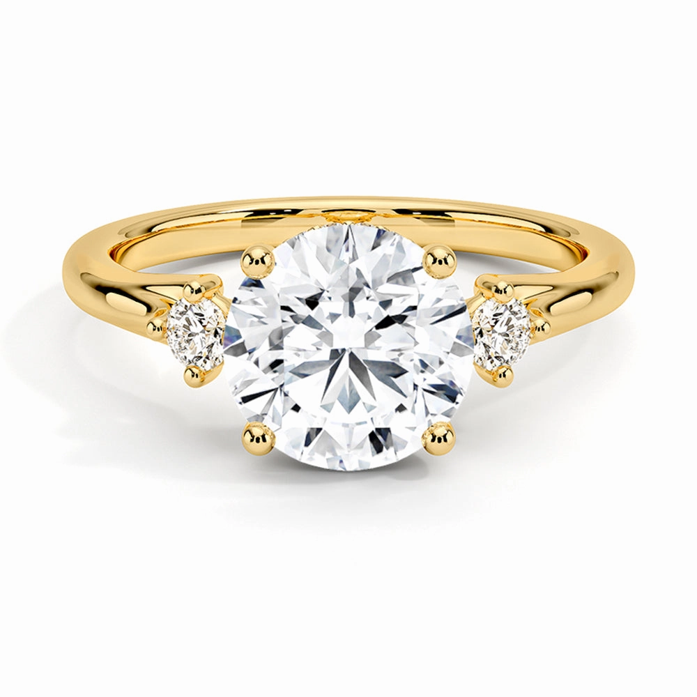 Stylish Contour Floating Three Stone Lab Grown Diamond Engagement Ring