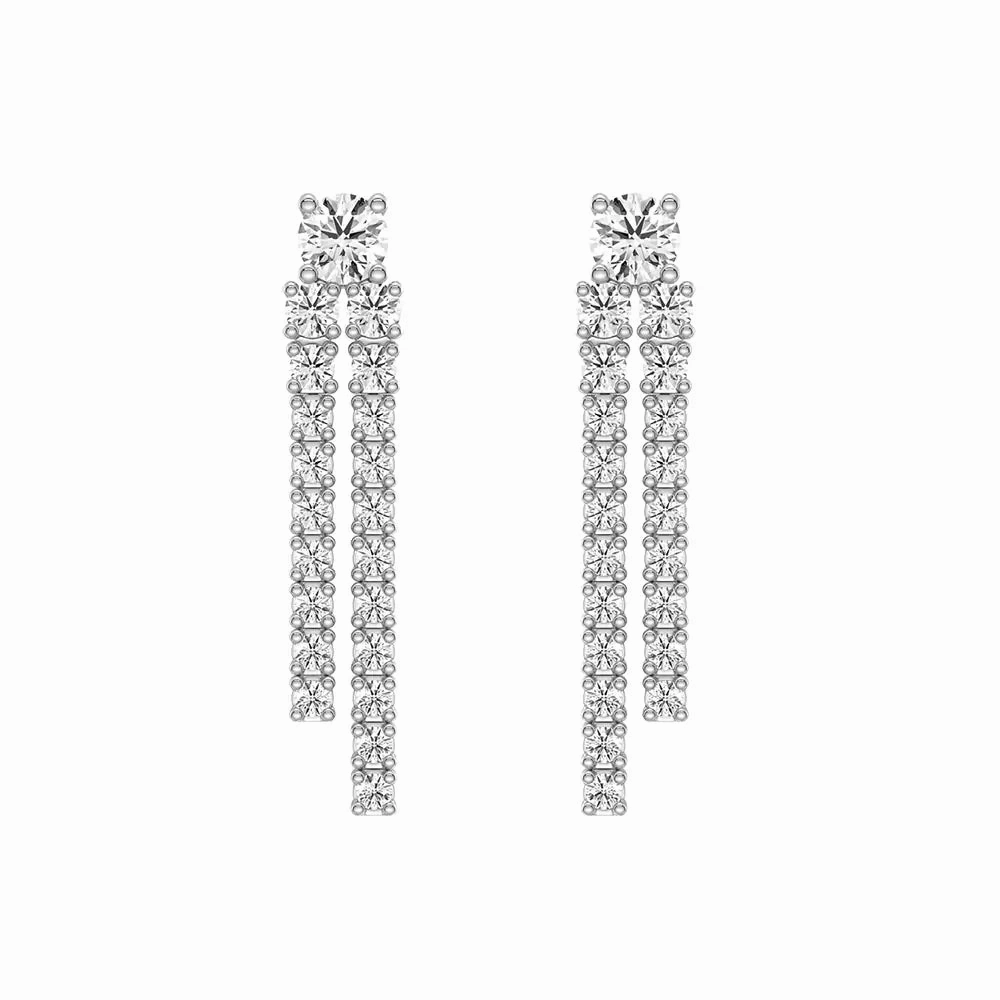 Statement Layer Dynamic Stud Earrings with Tremble Diamond Fringe Drops