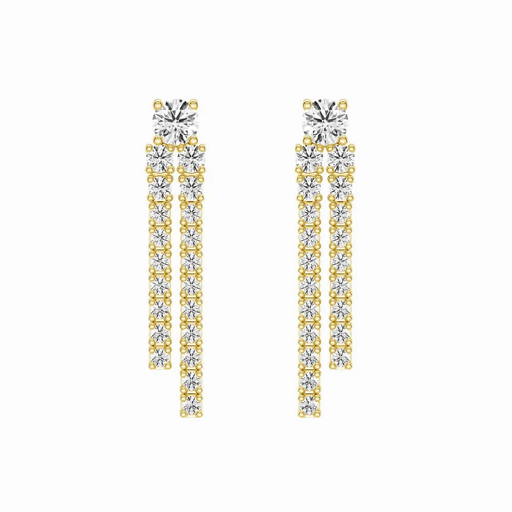 Dynamic Stud Earrings with Tremble Diamond Fringe Drops Shiny Jewelry Touch