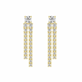 Dynamic Stud Earrings with Tremble Diamond Fringe Drops Shiny Jewelry Touch