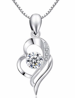 Luxe Shine Up Sophisticated Sparkle Swirling Heart Pendant Necklace | S925 | Moissanite
