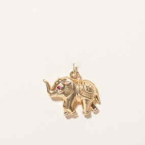 Sun Kissed Synthetic Ruby Elephant Pendant | 0.02ctw |