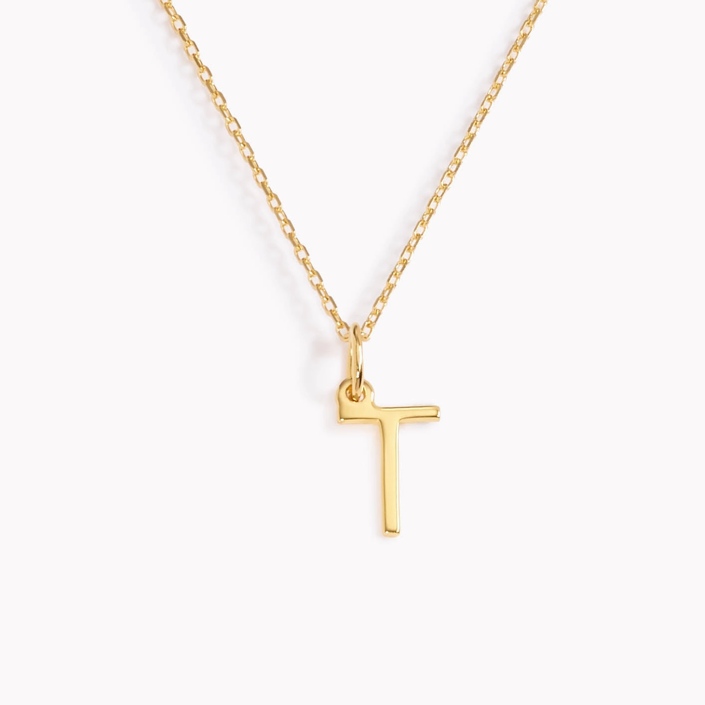 Brilliant Accent T Necklace / Gold Initial Necklace
