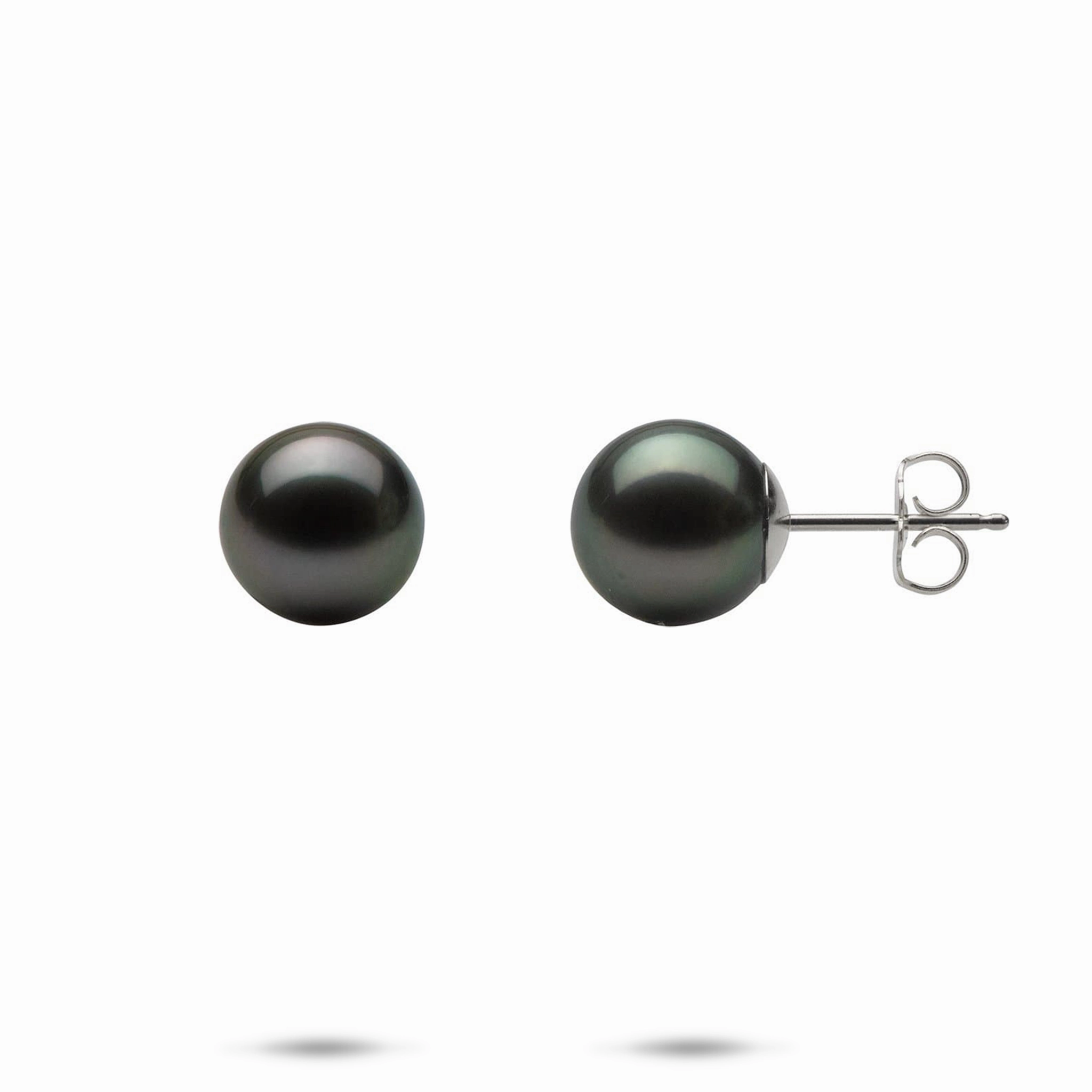 Bold Pieces Chic Gifts Tahitian Black Pearl Earrings in White Gold - 9-10mm