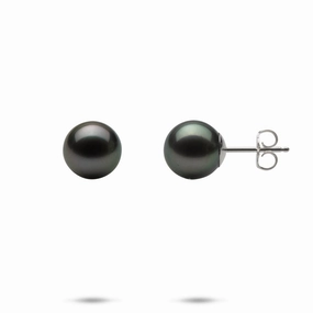 Bold Pieces Chic Gifts Tahitian Black Pearl Earrings in White Gold - 9-10mm