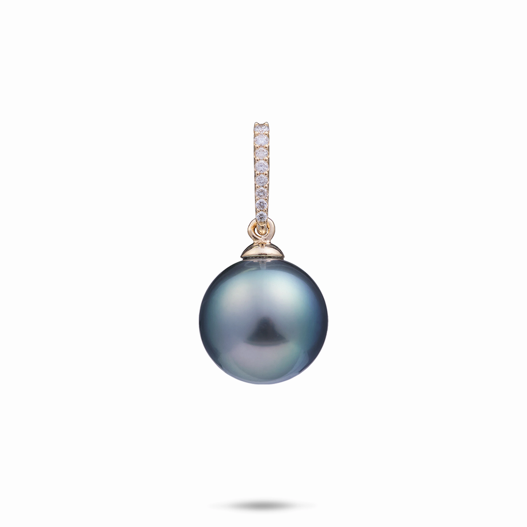 Elite Highlight Tahitian Black Pearl Pendant in Gold with Diamonds - 12-14mm