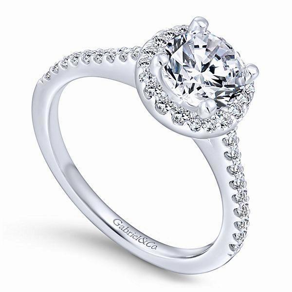 Minimalist Keepsake Classic Pave Halo Diamond Ring .27 Cttw 14K White Gold 462A