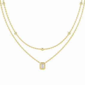 Dynamic Detail Layered Emerald Cut Lab Grown Diamond Necklace