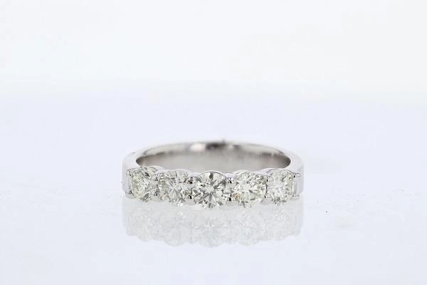 Delicate Finish 5-Stone Diamond Anniversary Band 1.50 Cttw 14K White Gold