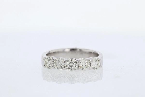 Actual Piece High-End Jewelry 5-Stone Diamond Anniversary Band 1.50 Cttw 14K White Gold