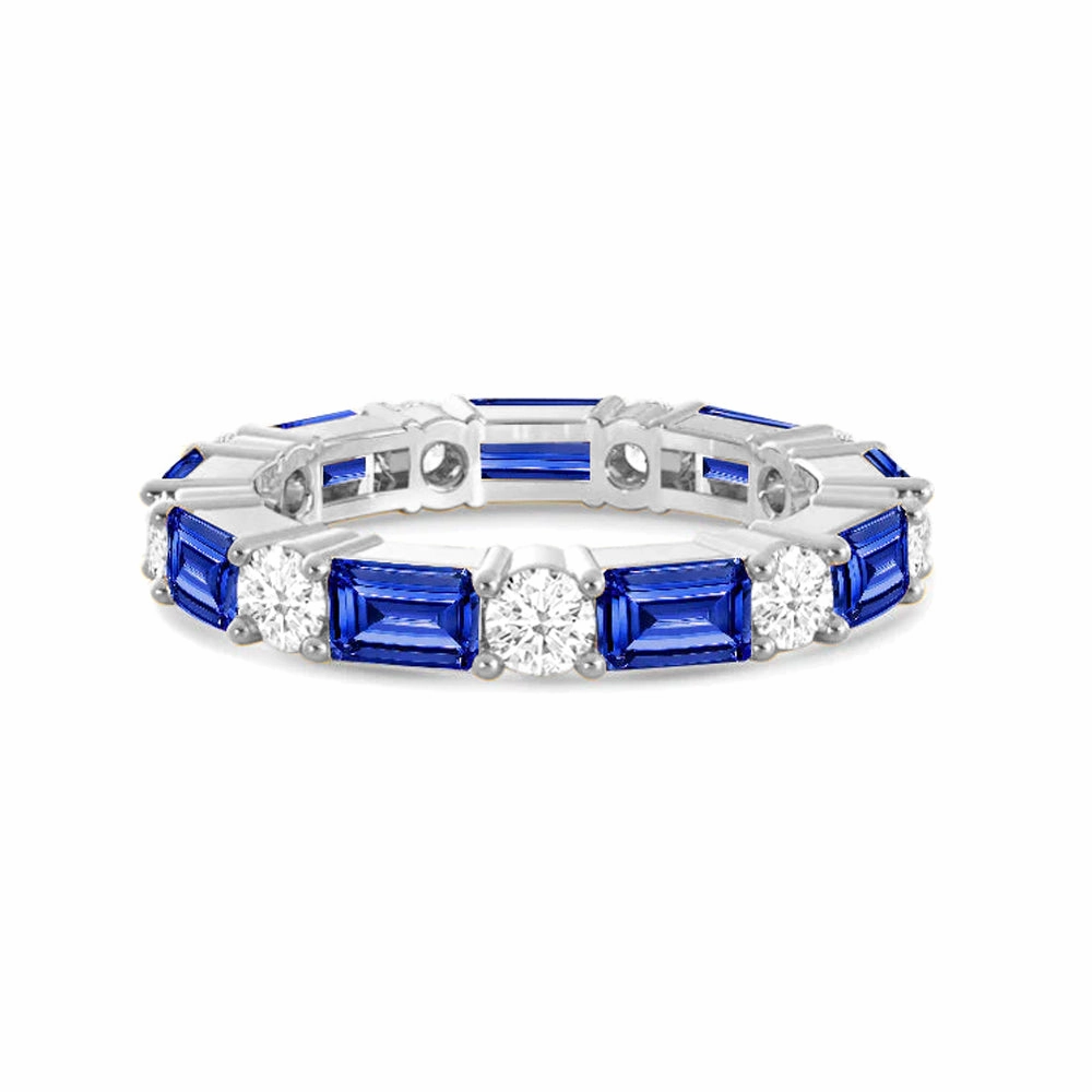 Timeless Created Sapphire and Lab Grown Diamond Eternity Band Minimalist Piece Sun-Kissed Look
