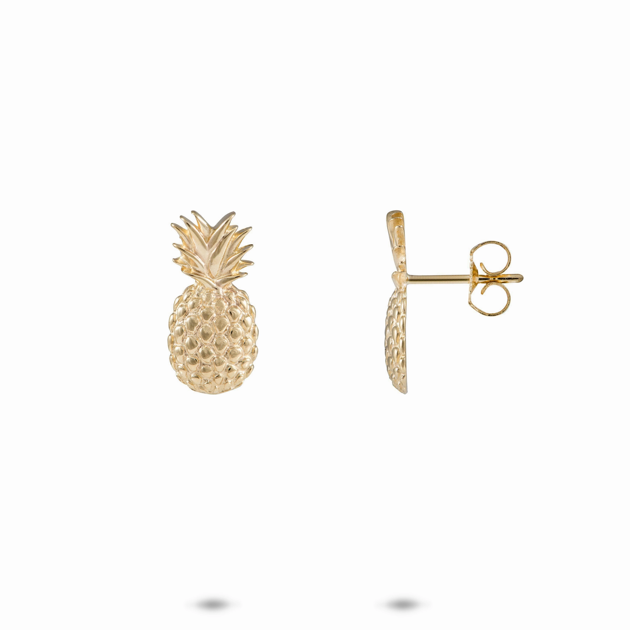 Silky texture Pineapple Earrings in Gold - 15mm