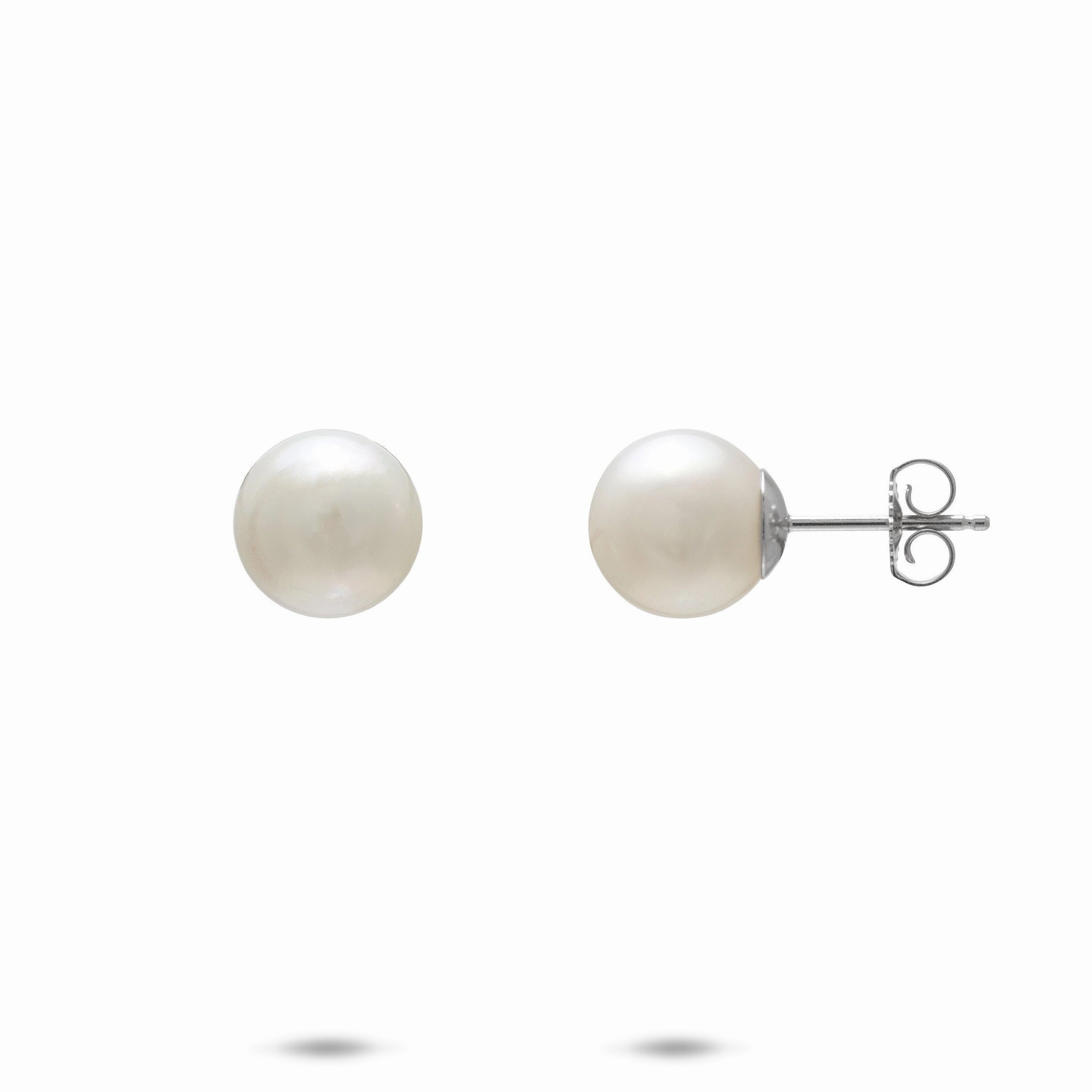 South Sea White Pearl Earrings in White Gold - 8-9mm Holiday Glow