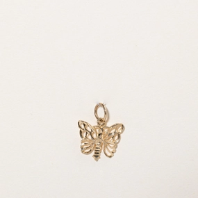 Highlight Feature Understated Style 10k Yellow Gold Butterfly Charm