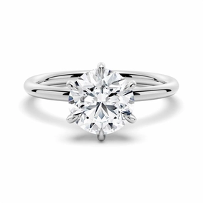 Elegant Style Six Prong Solitaire Moissanite Engagement Ring With Hidden Halo