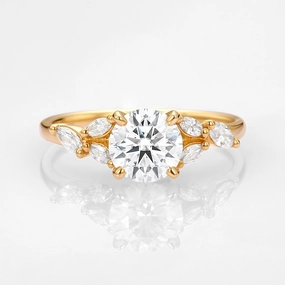 1.0ct Moissanite Leafy Vine & Cluster Marquise Ring - Alora Personal Shine