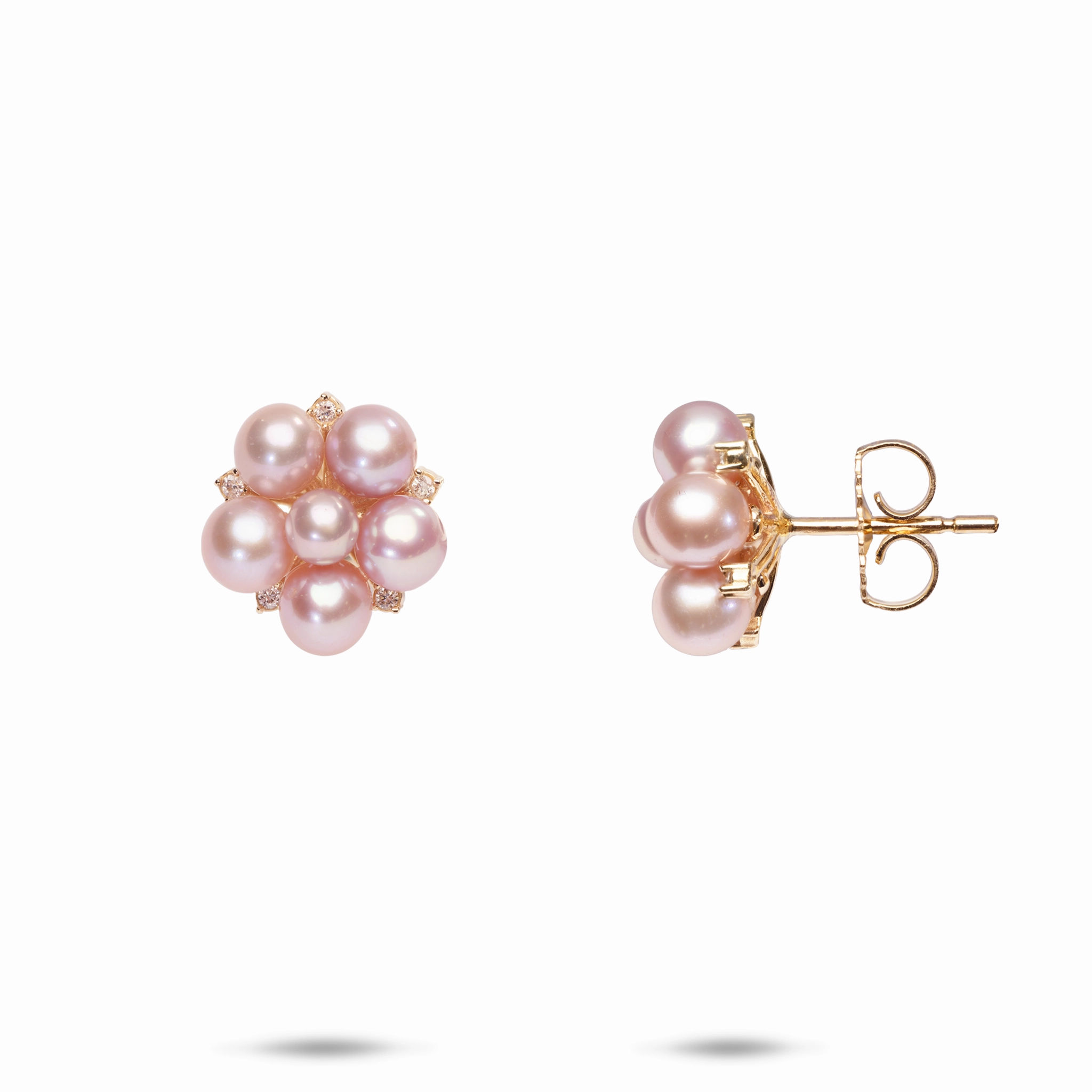 Fashion Statements Party essential Tiny Bubbles Lavender Freshwater Pearl Earrings in Gold with Diamonds