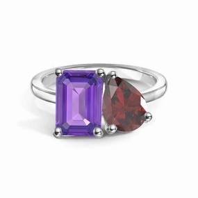 Vibrant Accessories Toi et Moi Personalized Amethyst Birthstone Anniversary Ring