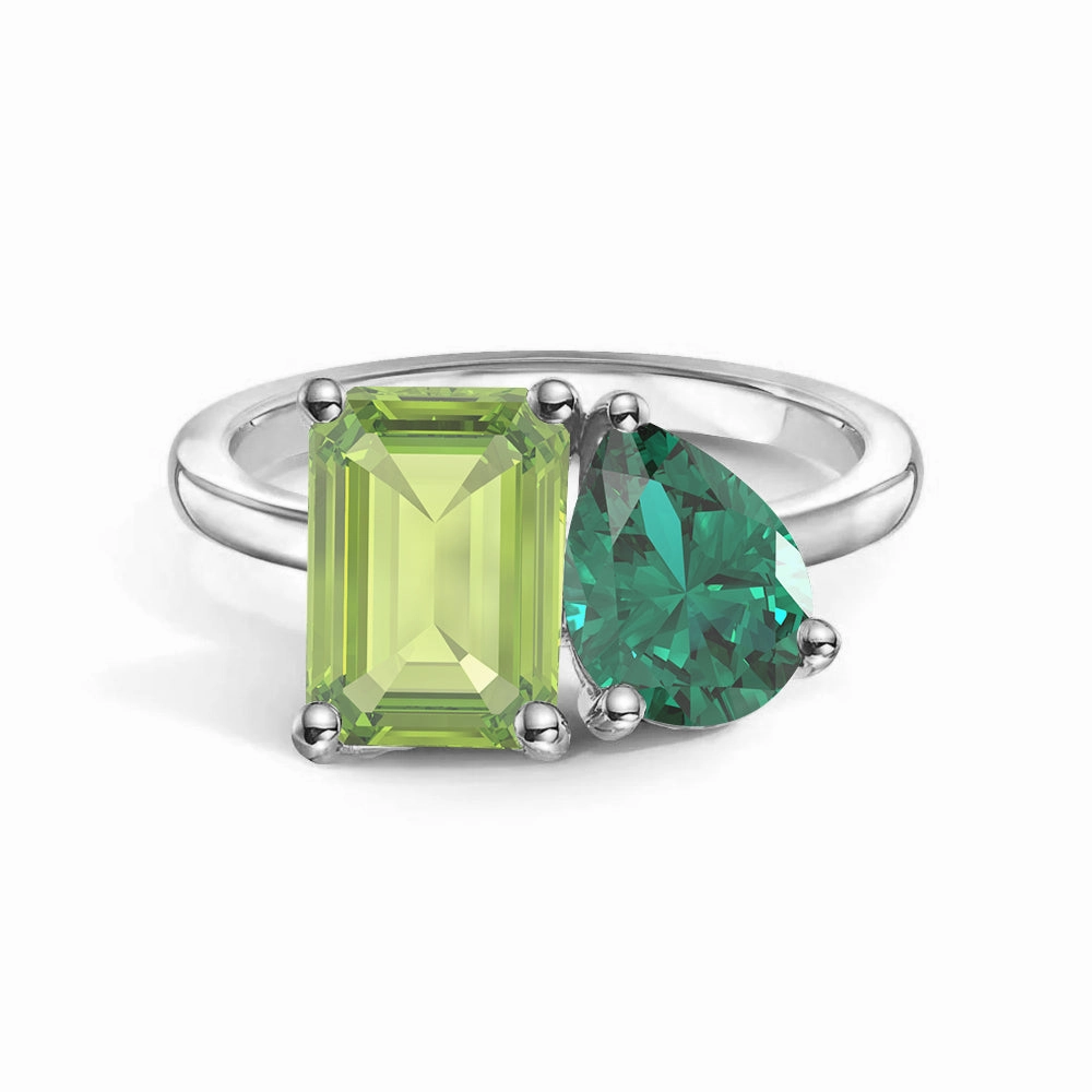 Subtle Shine Toi et Moi Personalized Peridot Birthstone Anniversary Ring