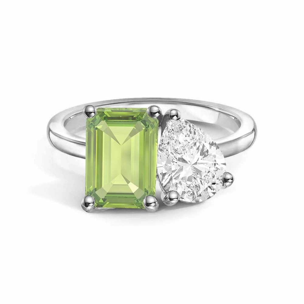 Toi et Moi Personalized Peridot Birthstone Anniversary Ring Classic Jewelry Classic Shape