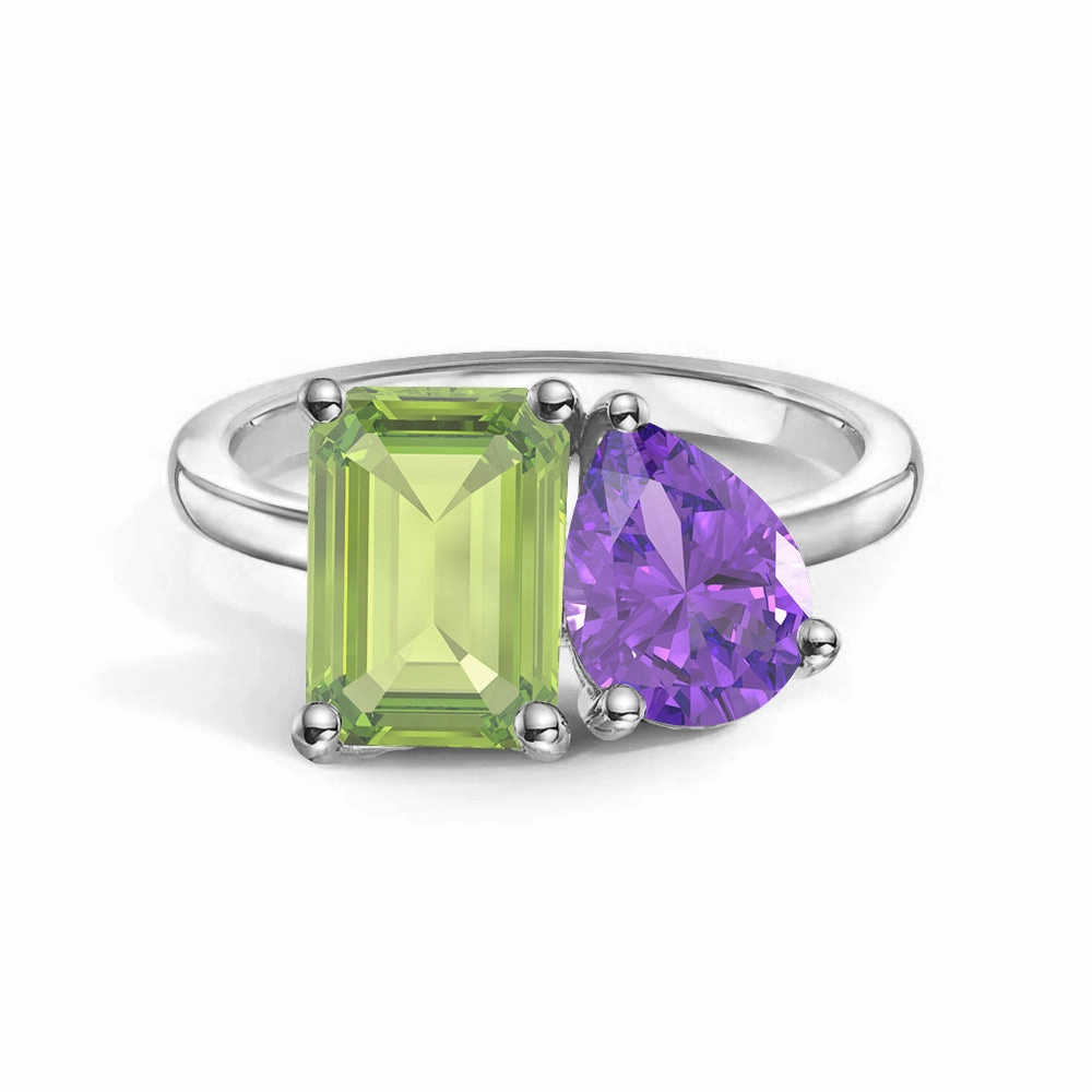 Toi et Moi Personalized Peridot Birthstone Anniversary Ring Fashion Collection Travel Friendly