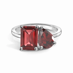 Toi et Moi Personalized Ruby Birthstone Anniversary Ring Soft Glimmer