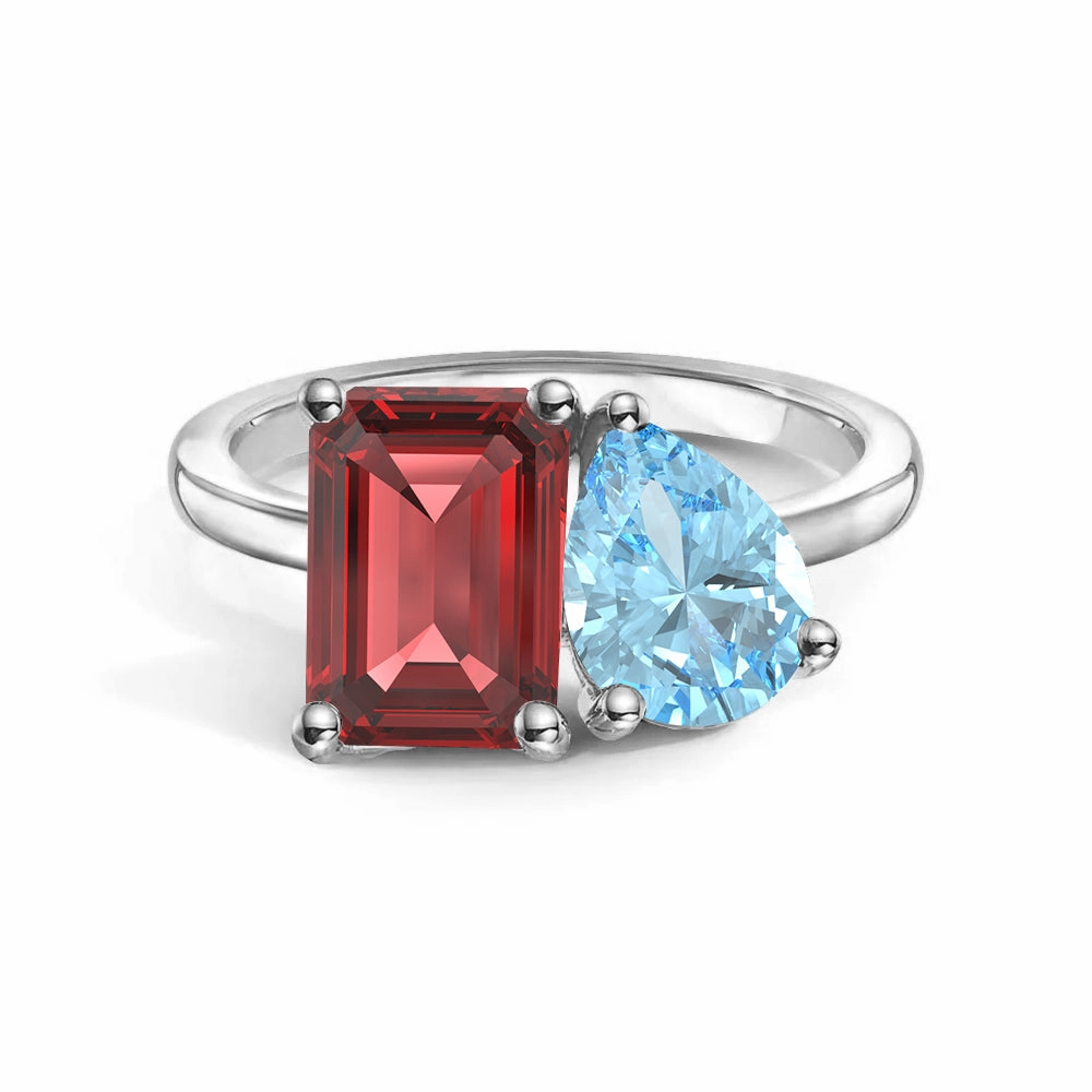 Toi et Moi Personalized Ruby Birthstone Anniversary Ring Charming Pieces