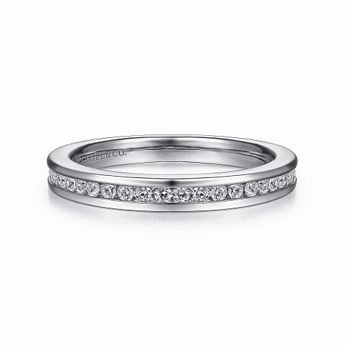 Sophisticated Detail Anniversary Gift Toledo - 14K White Gold Channel Set Diamond Wedding Band - 0.25ct