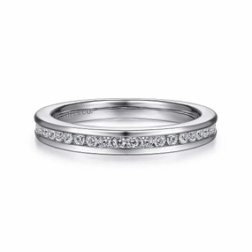 Sophisticated Detail Anniversary Gift Toledo - 14K White Gold Channel Set Diamond Wedding Band - 0.25ct