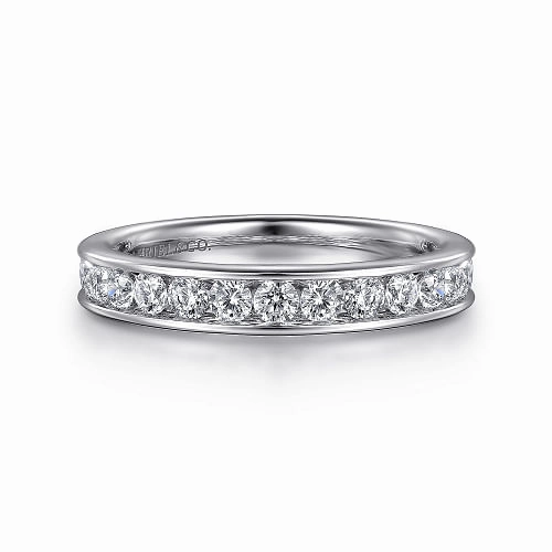 Toledo - 14K White Gold Channel Set Diamond Wedding Band - 0.75ct Luxe Mood Brilliant Finish