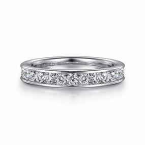 Toledo - 14K White Gold Channel Set Diamond Wedding Band - 0.75ct Luxe Mood Brilliant Finish