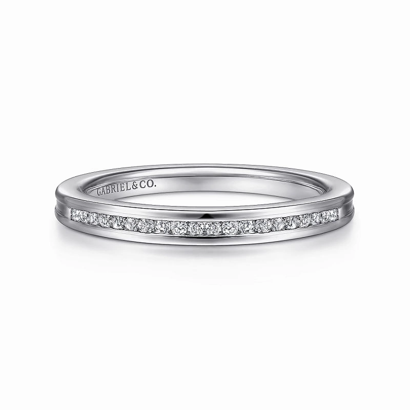 Toledo - 14K White Gold Channel Set Diamond Wedding Band Stylish Outfit Contemporary Shine
