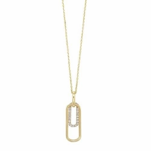 Protective Adornment For University Double Rectangular Diamond Necklace .10 Cttw 10k Yellow Gold