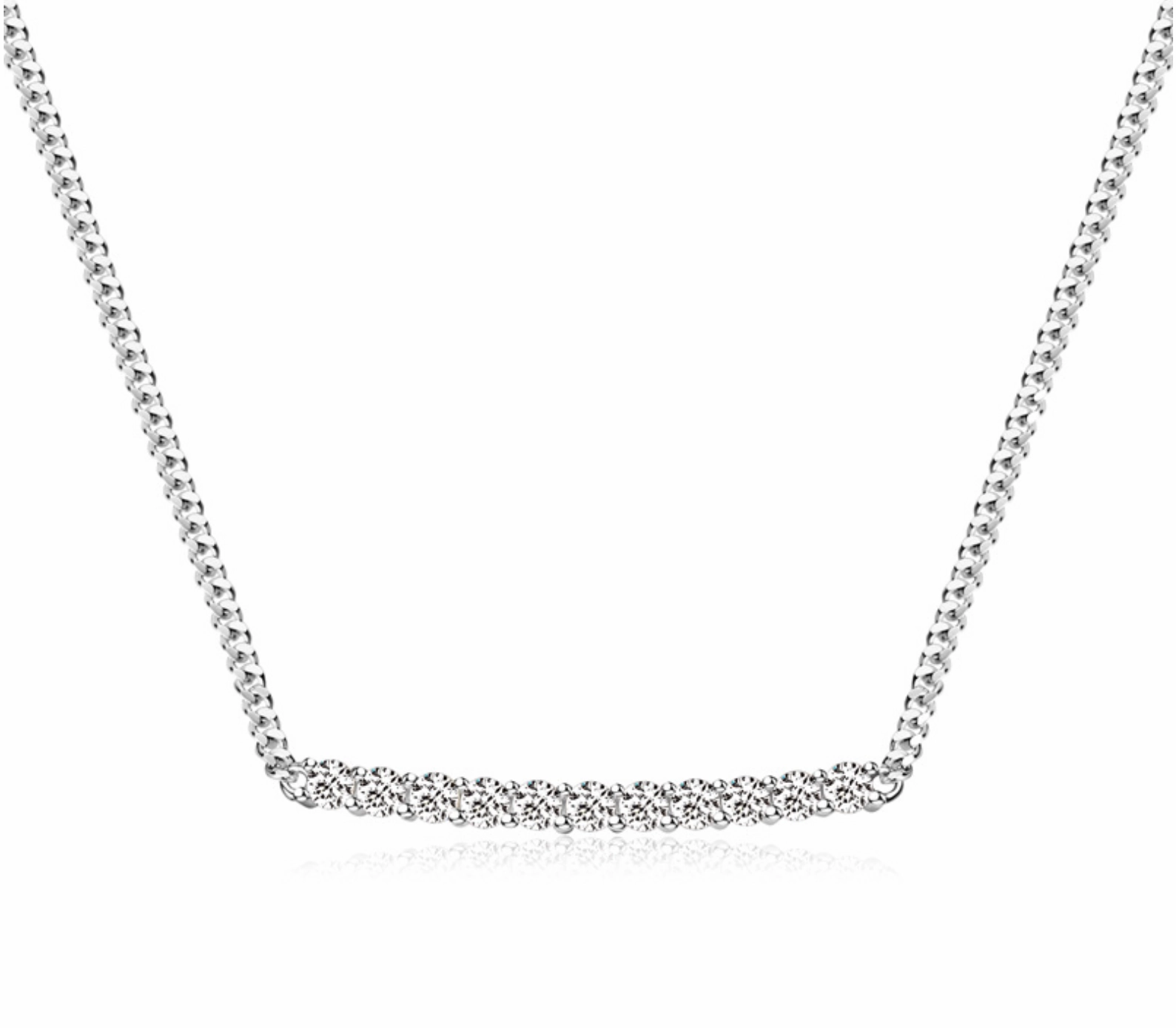 Diamond Row Necklace | S925 | Moissanite 18K White Gold Creative Twist