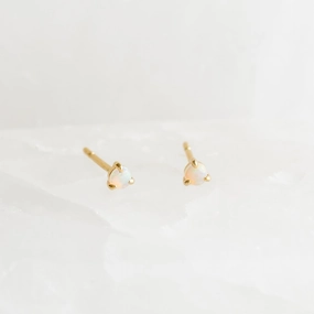 Quiet Luxury October  Birthstone Stud Earrings 14k Gold - Opal