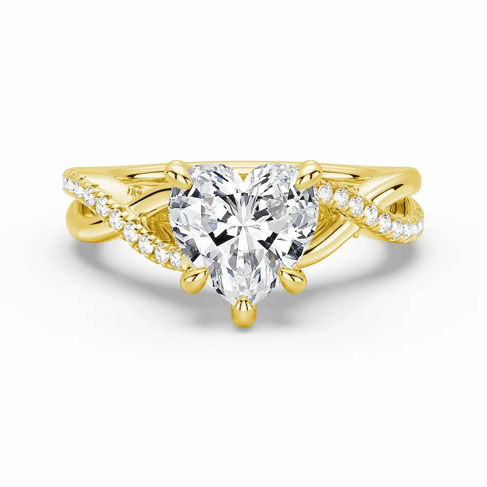Heart Shaped Moissanite Twisted Band Engagement Ring with Hidden Accents Chic Line Refined Highlight