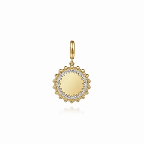 Graceful Design 14K Yellow Gold Bujukan Diamond Round Shape Personalize Medallion Pendant