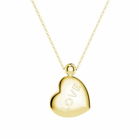 Dazzling Sparkle Gleaming Touch Double Side Engraved "Love" Heart Necklace